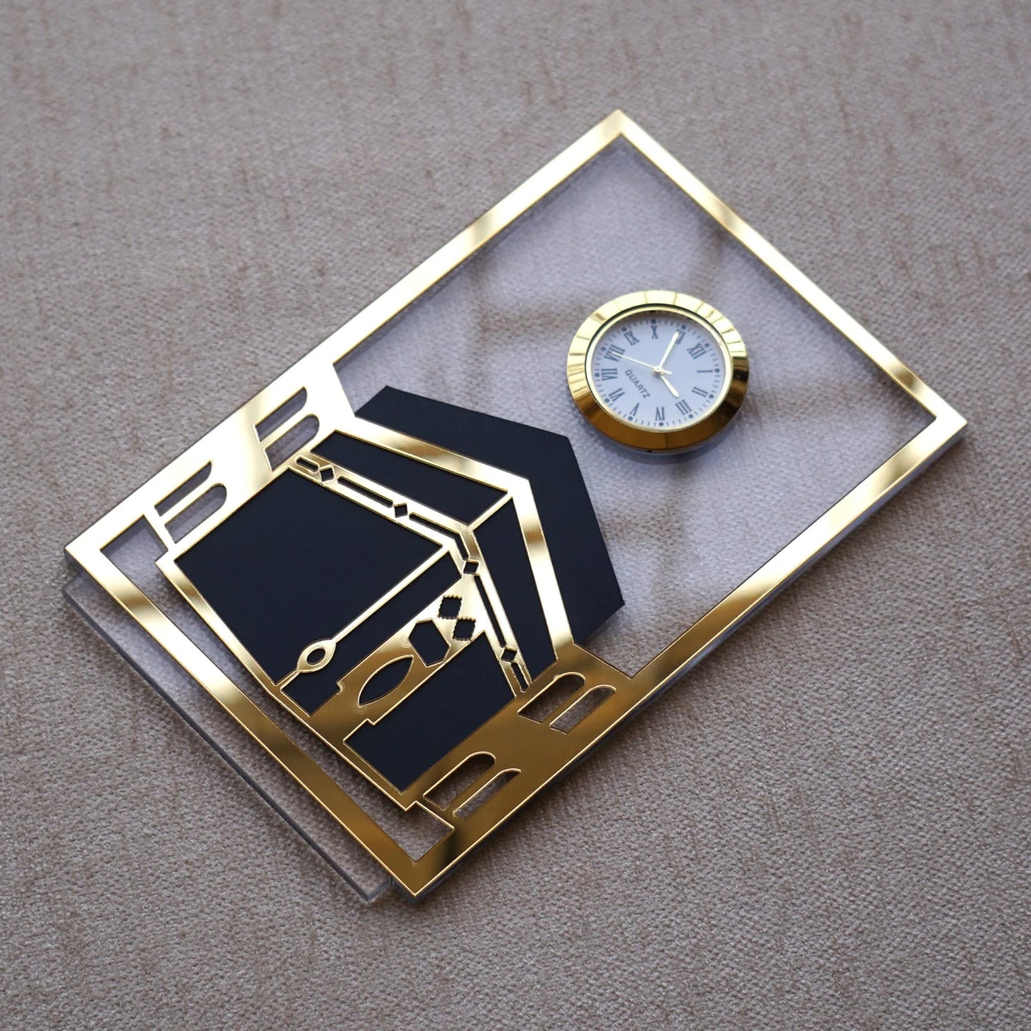 Kaaba Desk Clock – Gold Finish