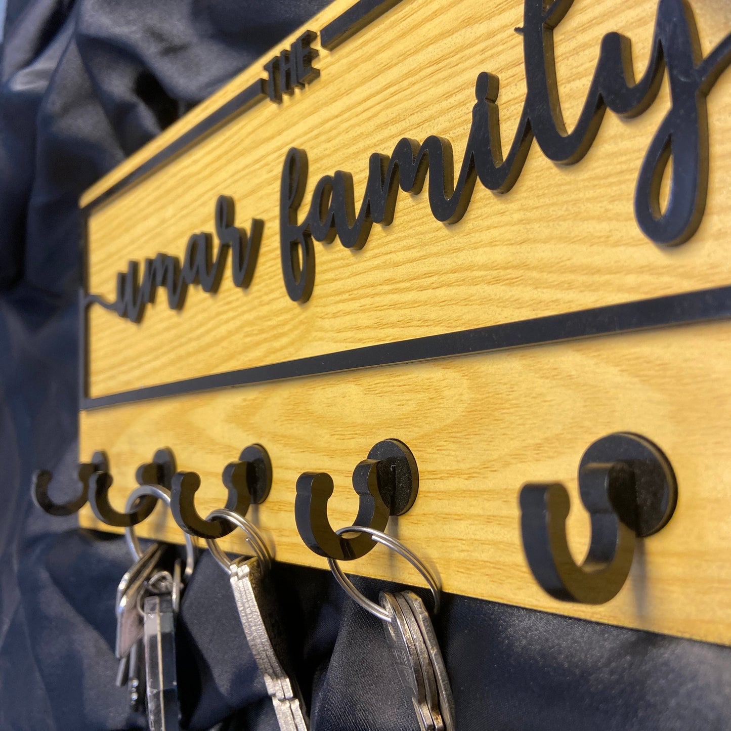 Custom 3D Acrylic Family Name Key Holder – Personalized Wall Organizer Brown