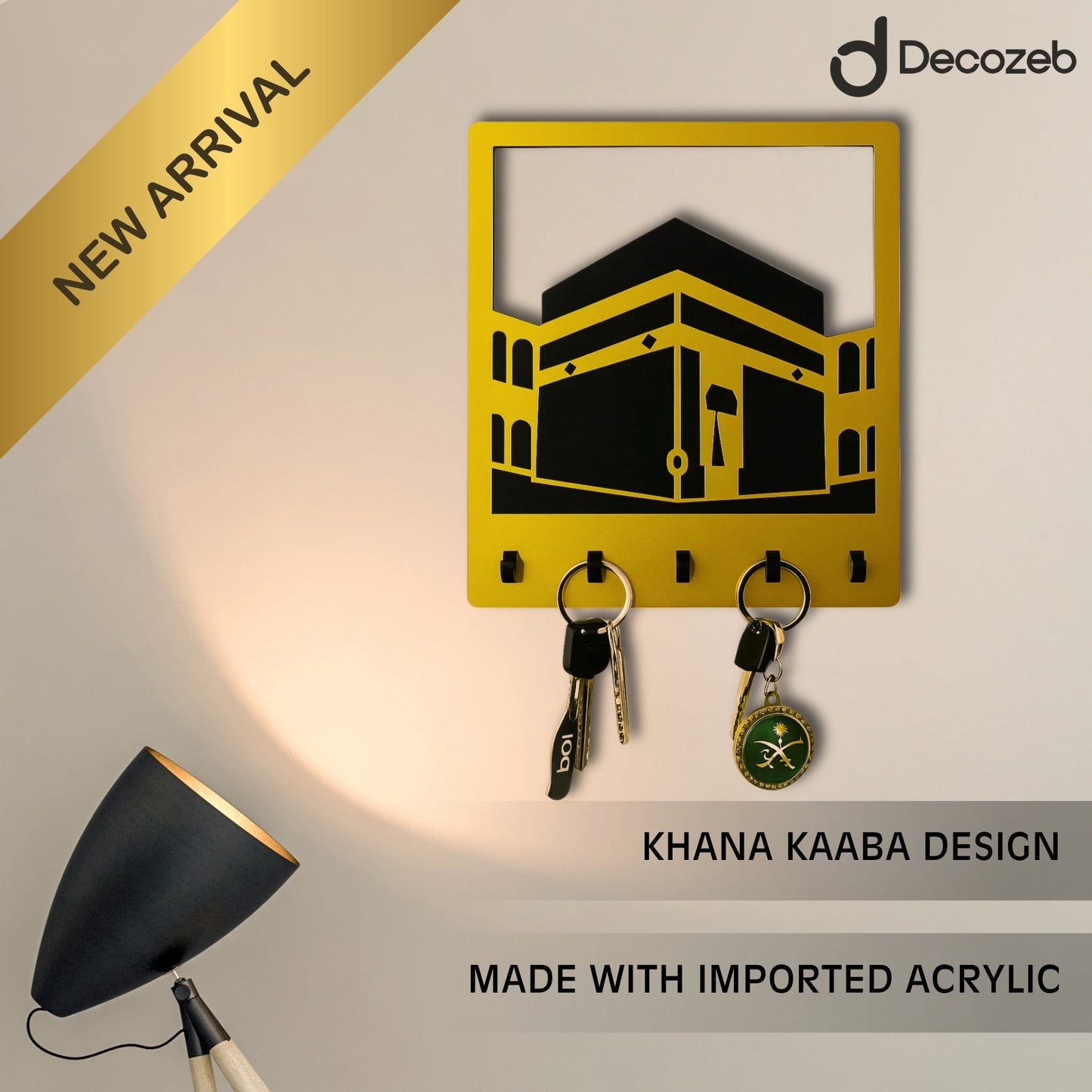 Khana Kaaba Key Holder – Golden Mirror Wall Mounted Organizer