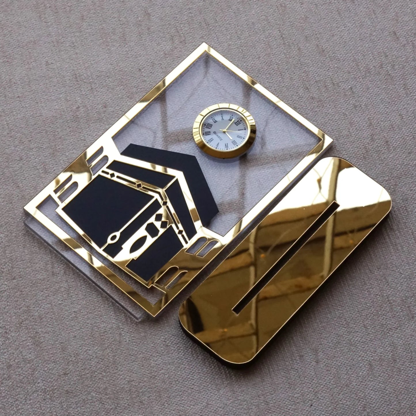 Kaaba Desk Clock – Gold Finish