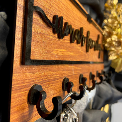 Custom 3D Acrylic Family Name Key Holder – Personalized Wall Organizer Brown