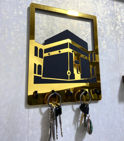 Khana Kaaba Key Holder – Golden Mirror Wall Mounted Organizer