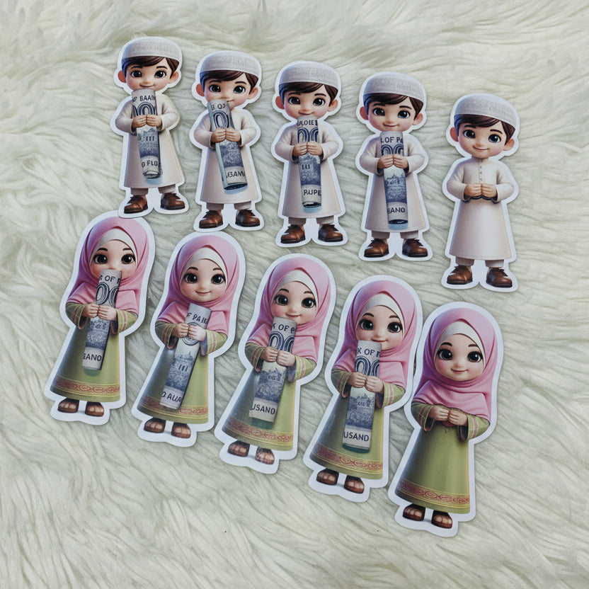 Cute Boy & Girl Eidi Cash Holders – Pack of 10/20